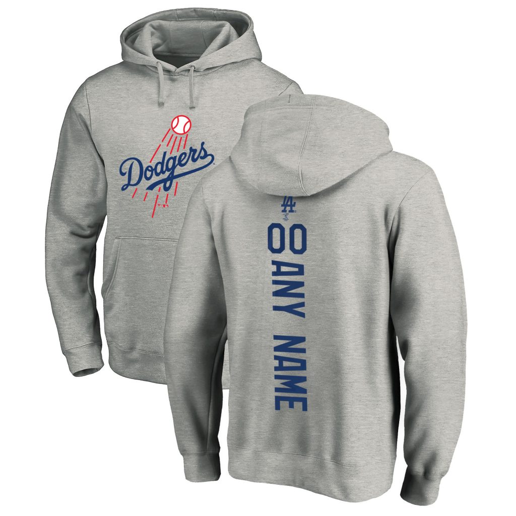 Los Angeles Dodgers Ash Personalized Playmaker Pullover Hoodie
