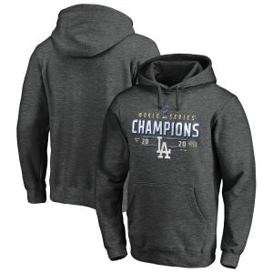 Los Angeles Dodgers Charcoal 2020 World Series Champions Locker Room Pullover Hoodie