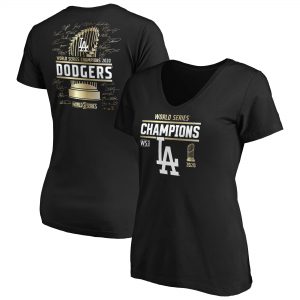Los Angeles Dodgers Women’s Black 2020 World Series Champions Signature Roster V-Neck T-Shirt