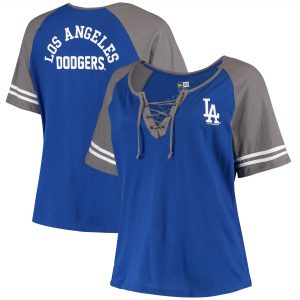 New Era Los Angeles Dodgers Women’s Royal Lace-Up Raglan T-Shirt